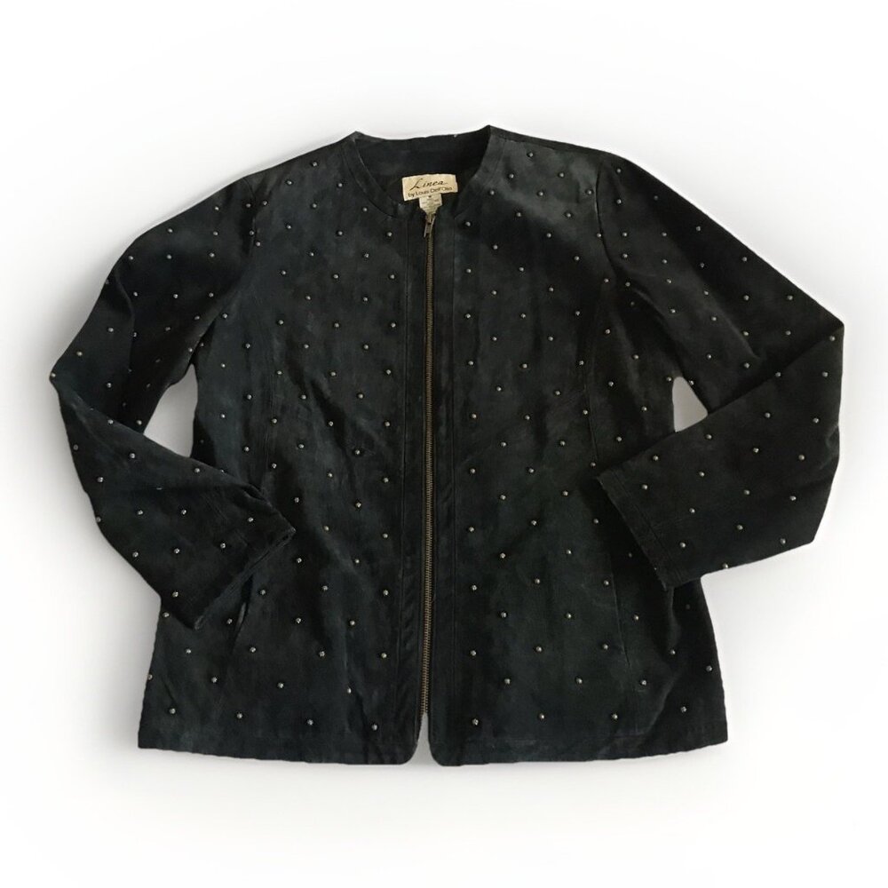 Louis Dell'Olio 100% Leather Suede Studded Leather Jacket Black Size Medium‎